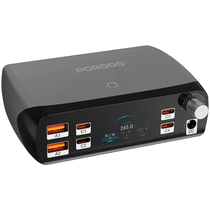 Porodo PowerGate USB Charging Hub 252W 2A+4C and Adjustable voltage DC power 1 Mascom International.webp